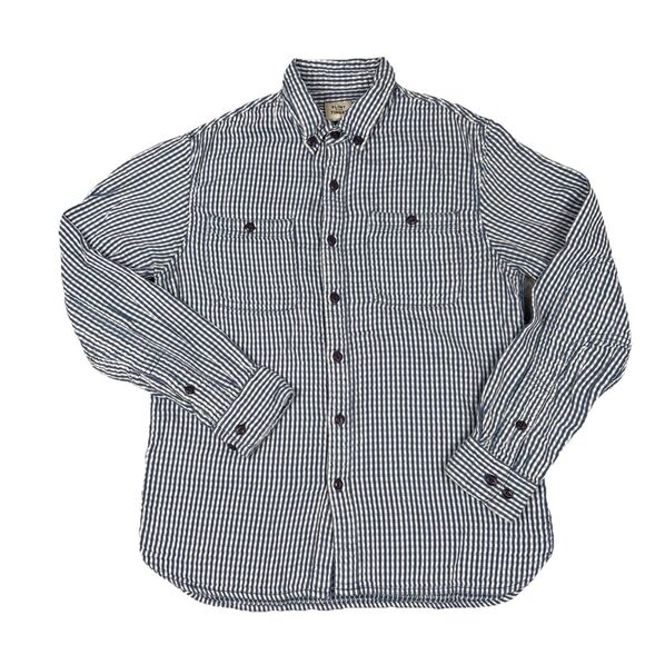 Flint and Tinder Huckberry Shirt Men M Double Gauze Elbow Patch Plaid Button Up - Picture 1 of 7